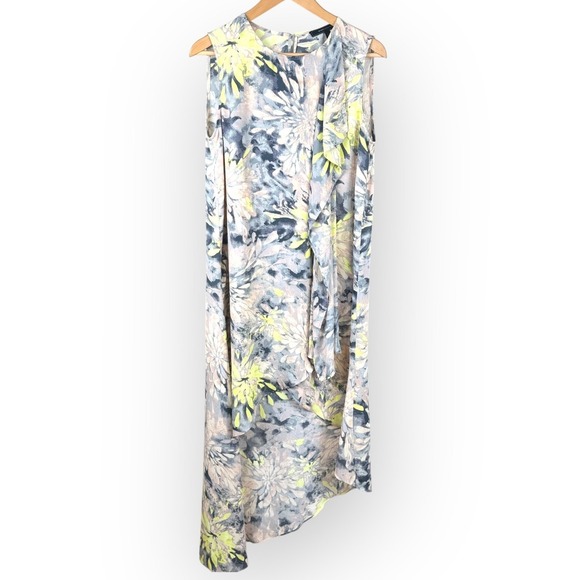 BCBG MAXAZRIA Hailey floral flowy asymmetric high-lo sleeveless shift dress Smal - Picture 1 of 10